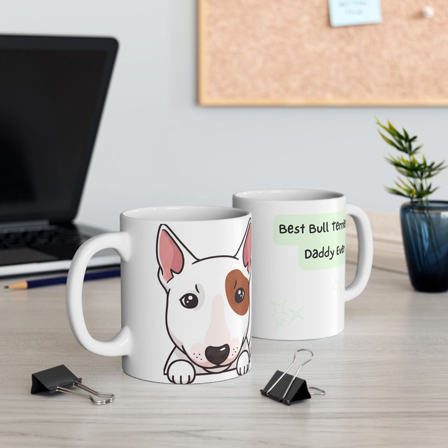 Bull Terrier Peek-a-Boo Mug | Best Bull Terrier Daddy Gift