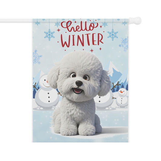 Bichon Frise Hello Winter Garden Banner