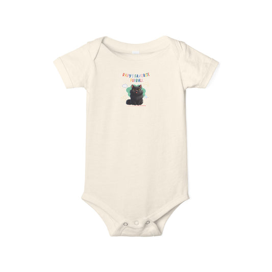 Long hair black cat Favorite Furball Onesie