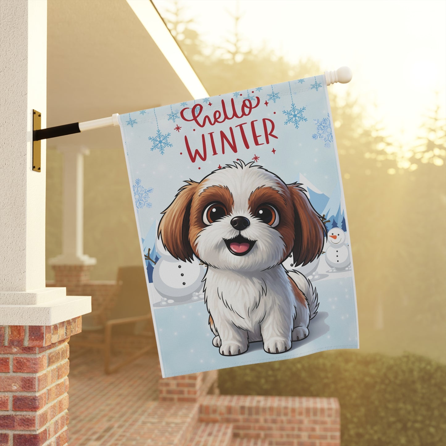 Shih Tzu Hello Winter Garden Banner