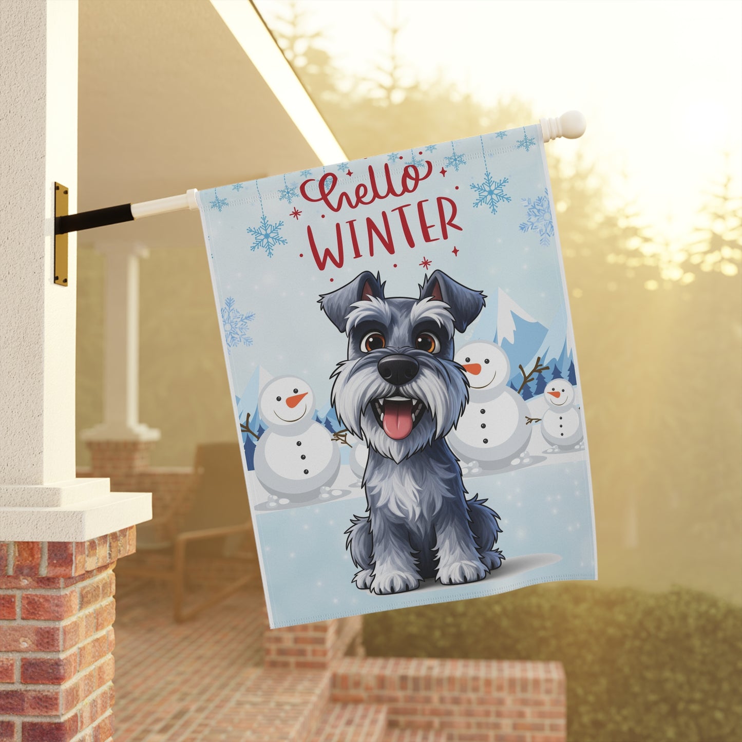 Schnauzer Hello Winter Garden Banner