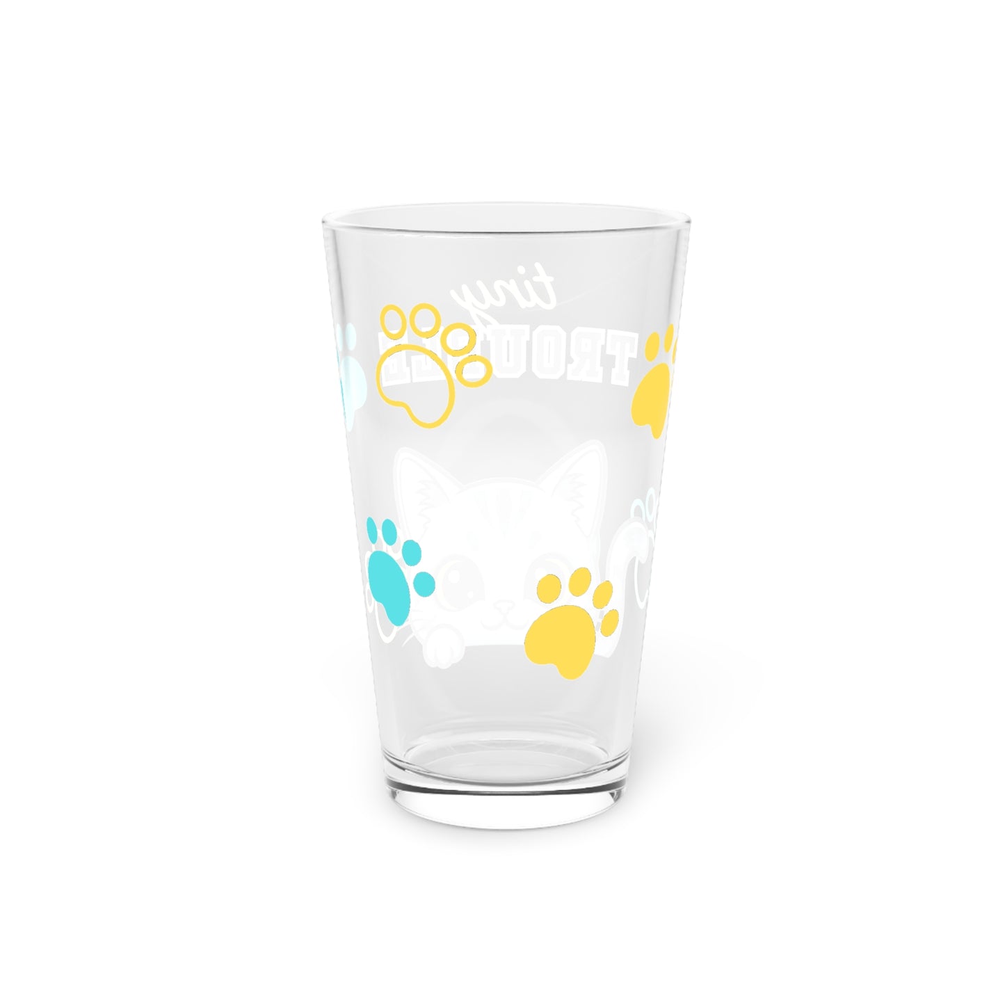Short hair gray cat Tiny Trouble Pint Glass