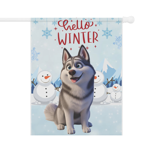 Husky Hello Winter Garden Banner