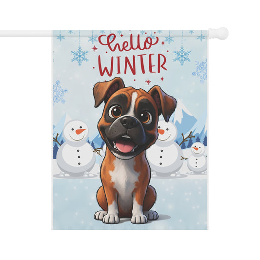 Boxer Hello Winter Garden Banner