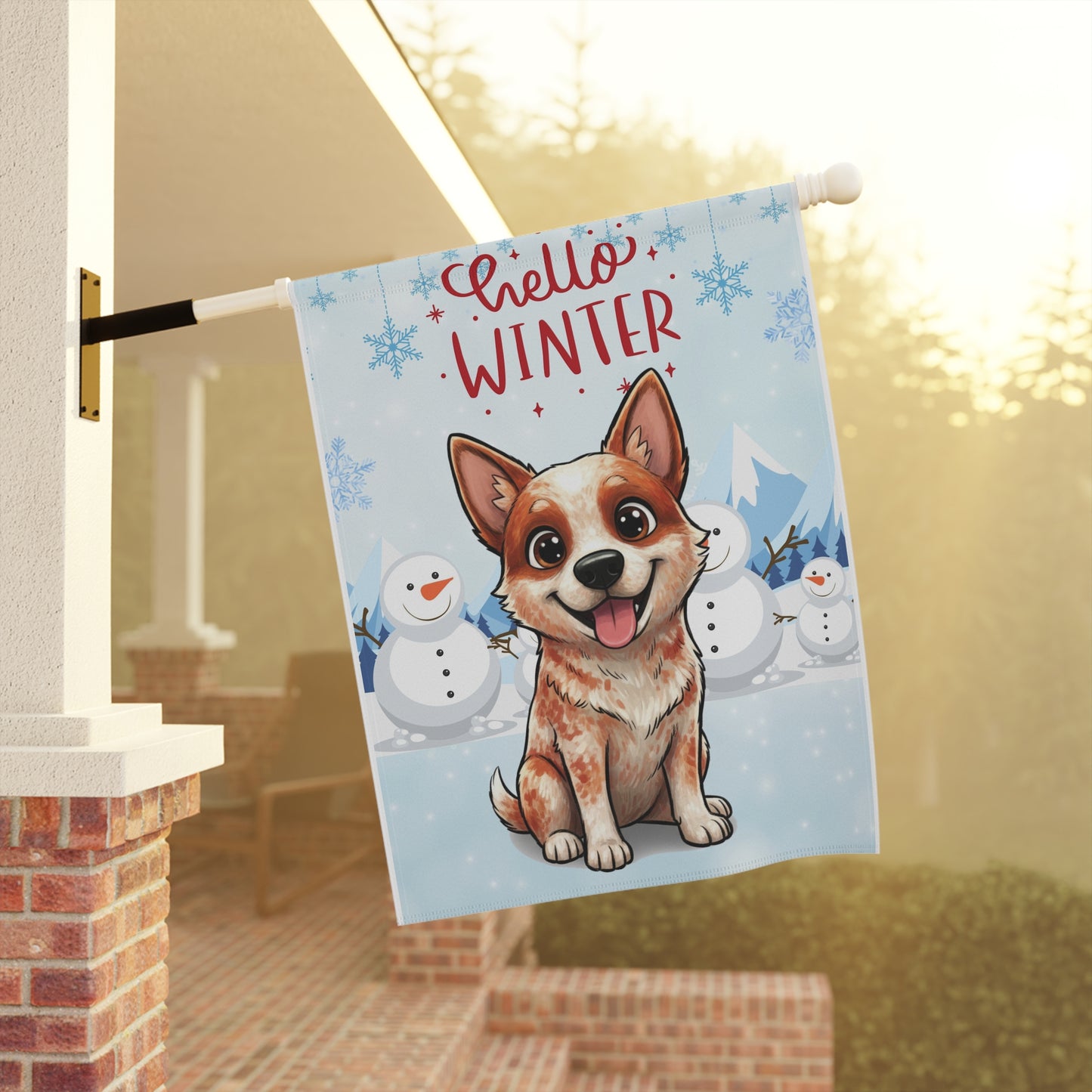 Heeler Hello Winter Garden Banner
