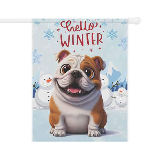 Bulldog Hello Winter Garden Banner