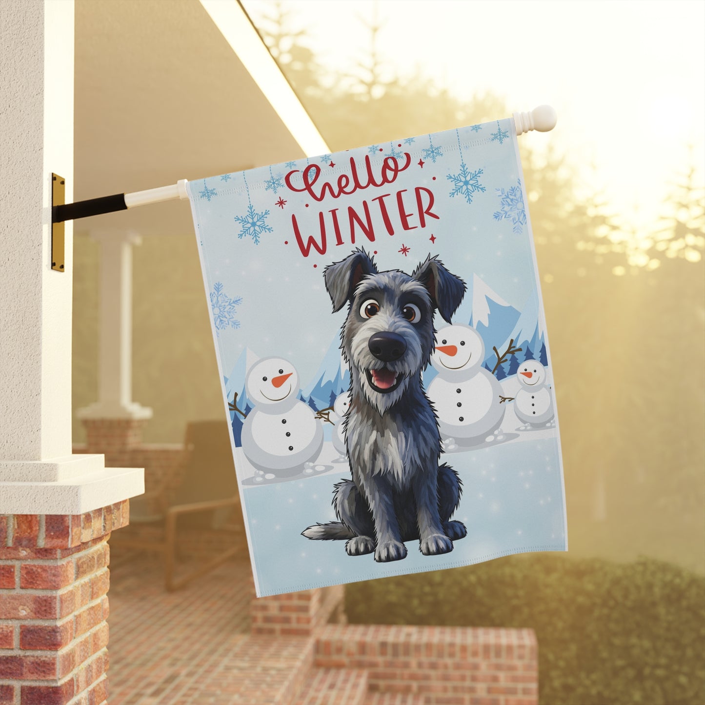 Scottish Deerhound Hello Winter Garden Banner