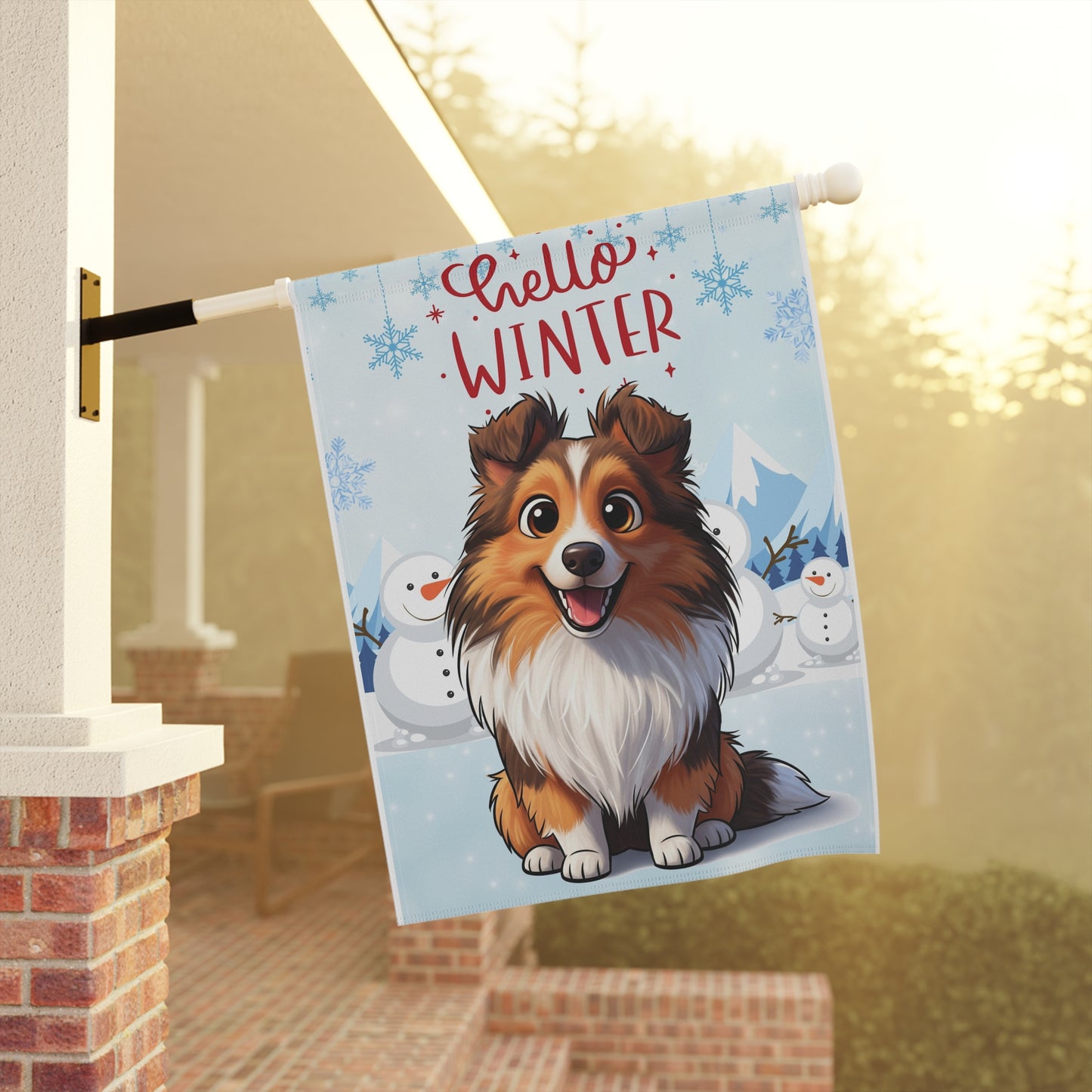 Sheltie Hello Winter Garden Banner