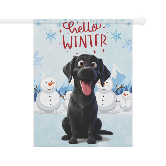 Labrador Hello Winter Garden Banner