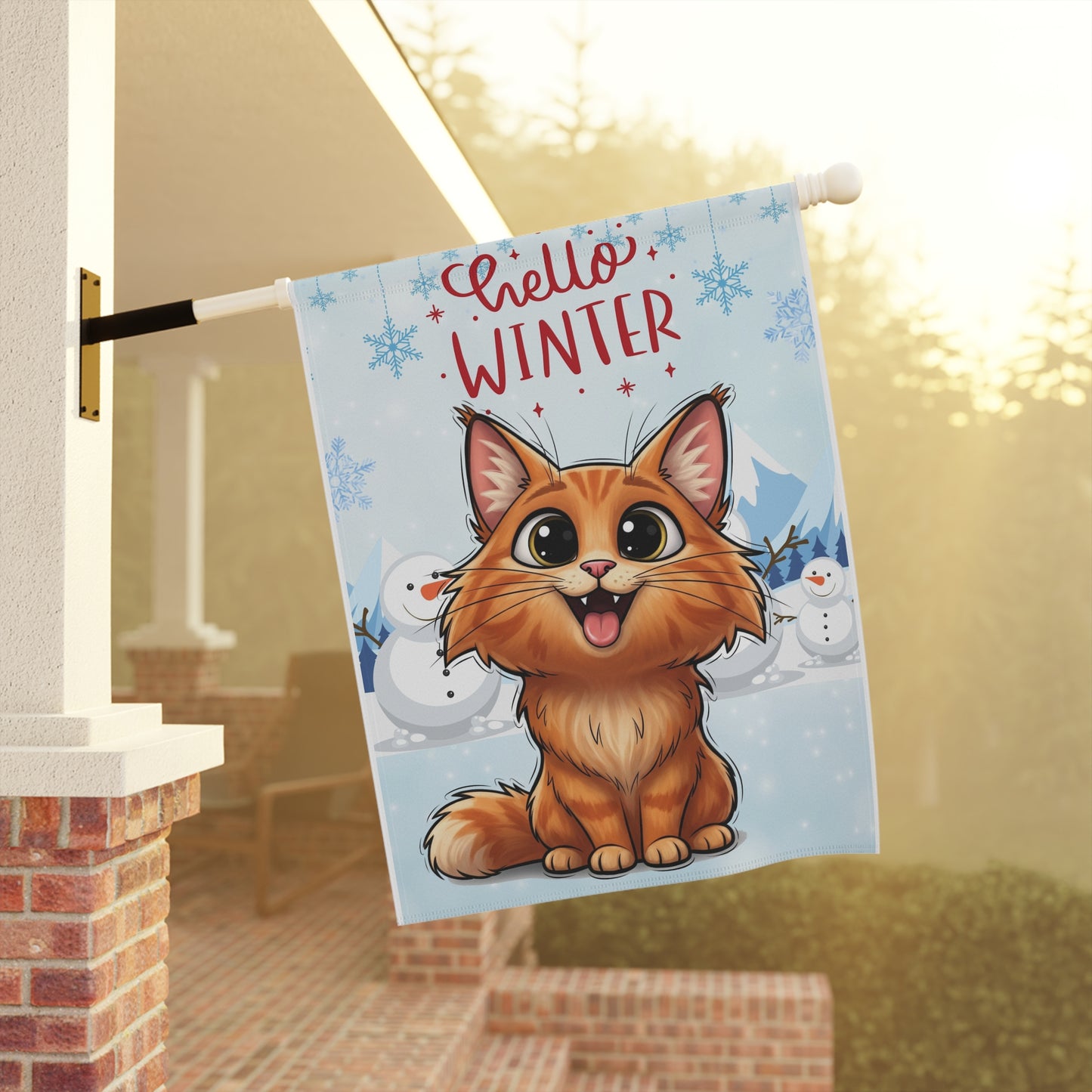 Norwegian Forest Hello Winter Garden Banner
