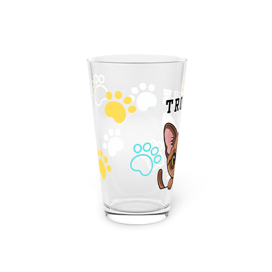Short hair brown cat Tiny Trouble Pint Glass