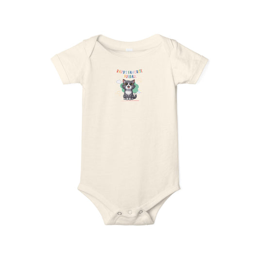 Short hair bi-color gray cat Favorite Furball Onesie