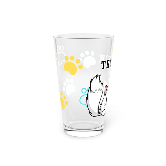 Long hair white cat Tiny Trouble Pint Glass