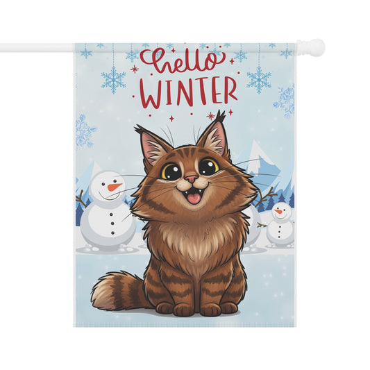 Norwegian Forest Hello Winter Garden Banner