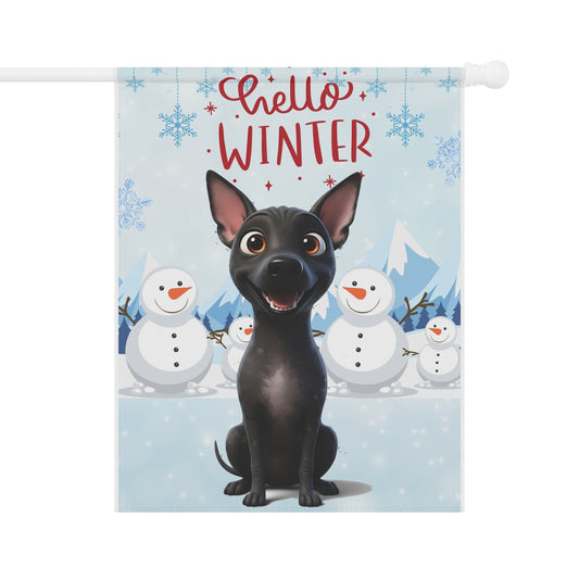 Hairless Dog Hello Winter Garden Banner