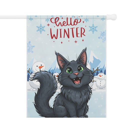 Maine Coon Hello Winter Garden Banner