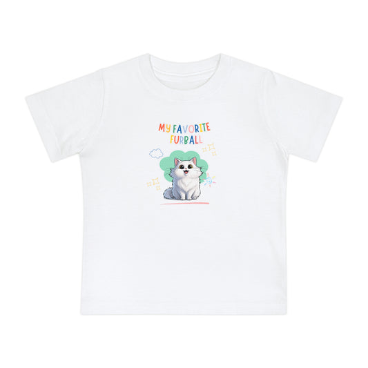 Long hair White Cat Favorite Furball Baby Tee