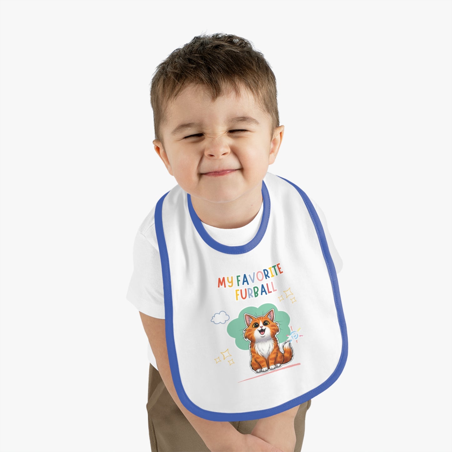Long hair Bi-color Orange Cat Favorite Furball Baby Bib