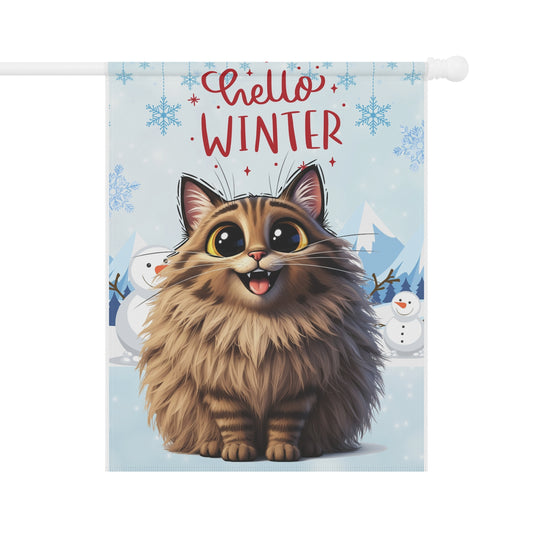 Siberian Cat Hello Winter Garden Banner