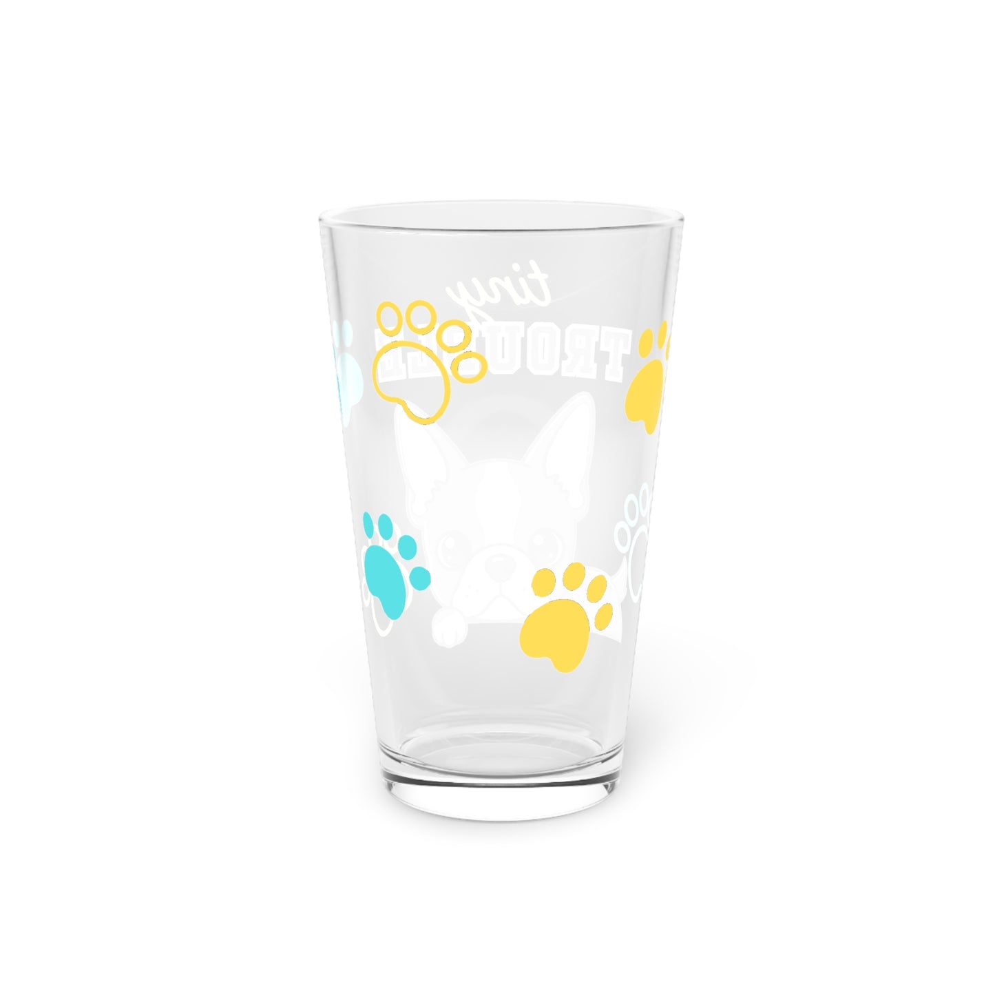 Frenchie Tiny Trouble Pint Glass