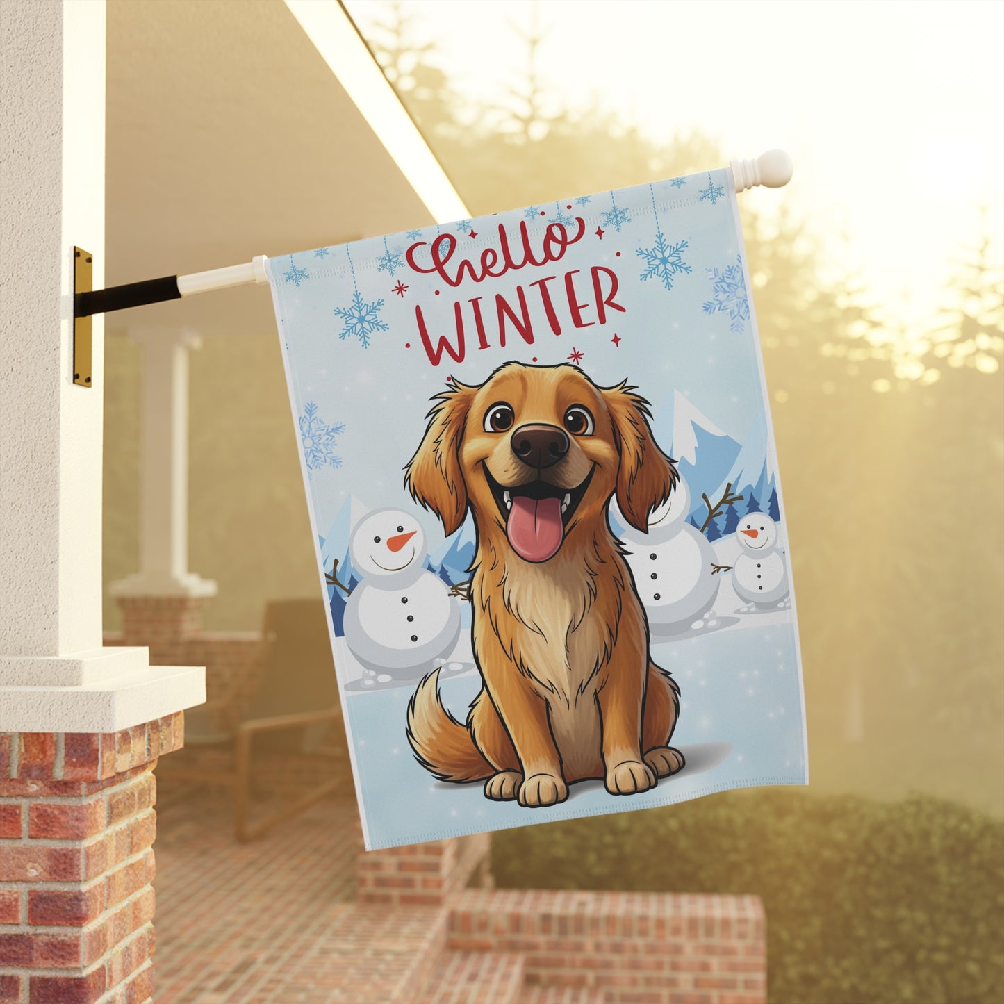 Golden Retriever Hello Winter Garden Banner