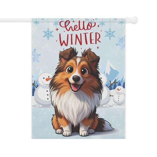 Sheltie Hello Winter Garden Banner