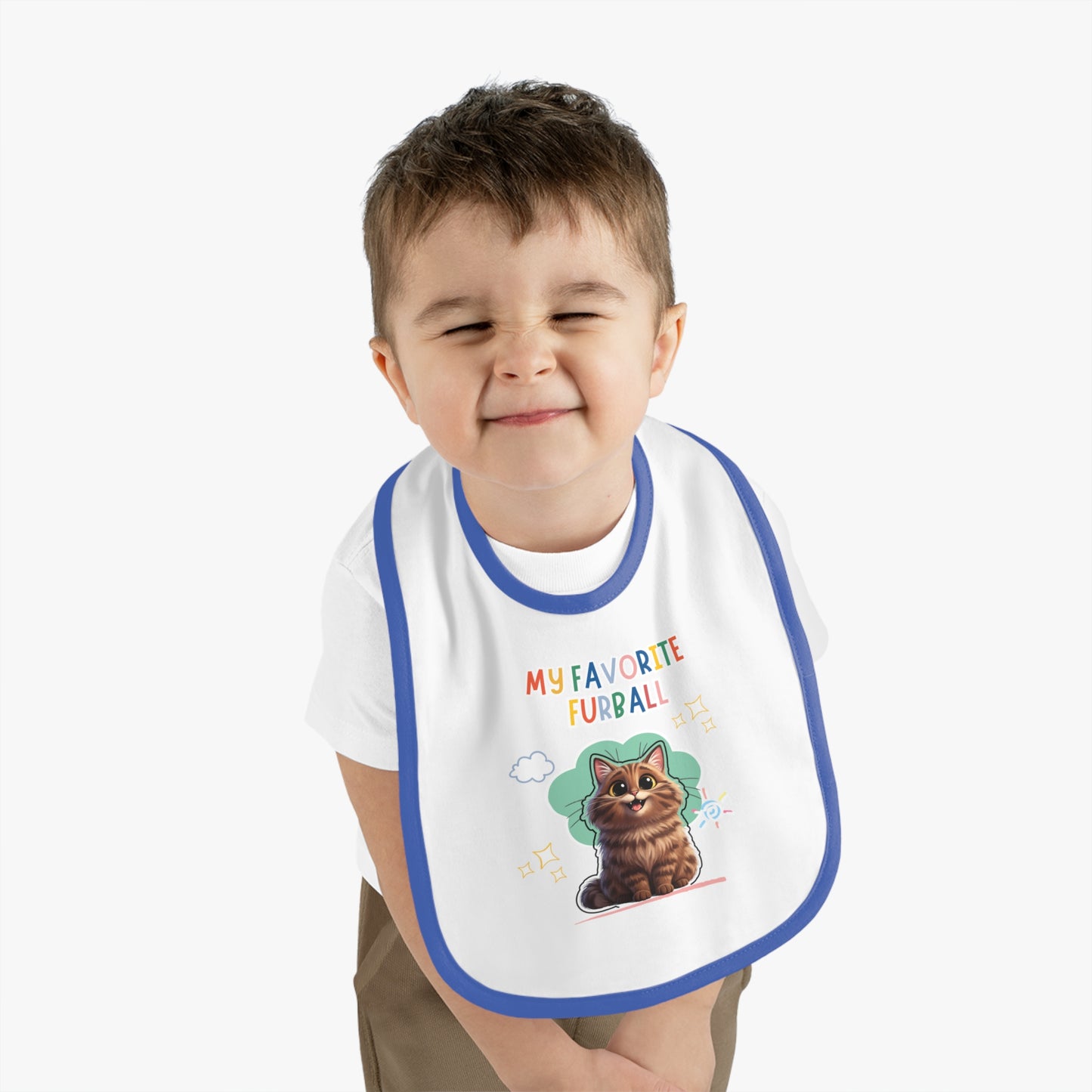 Long hair Brown Tabby Cat Favorite Furball Baby Bib