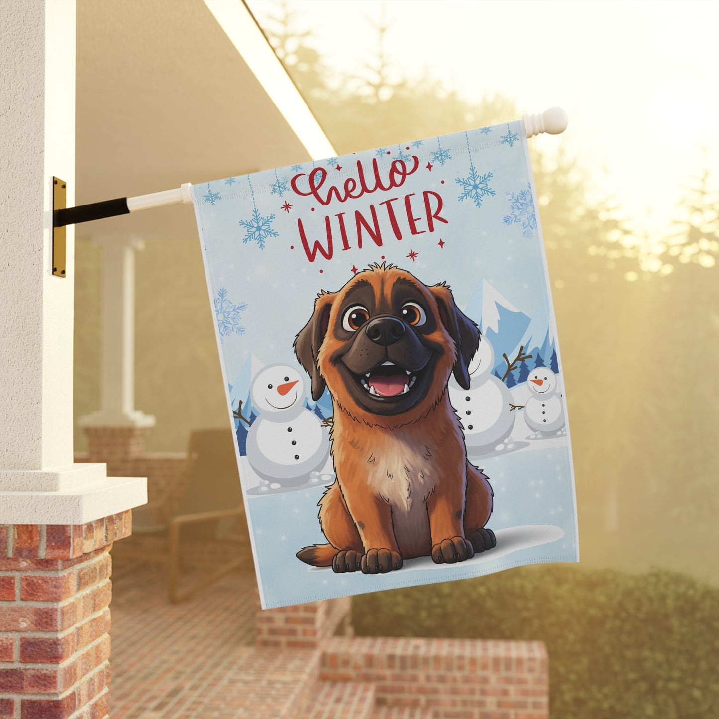 Mastiff Hello Winter Garden Banner