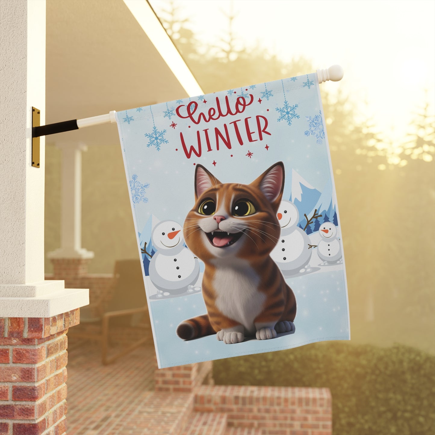 Munchkin Cat Hello Winter Garden Banner