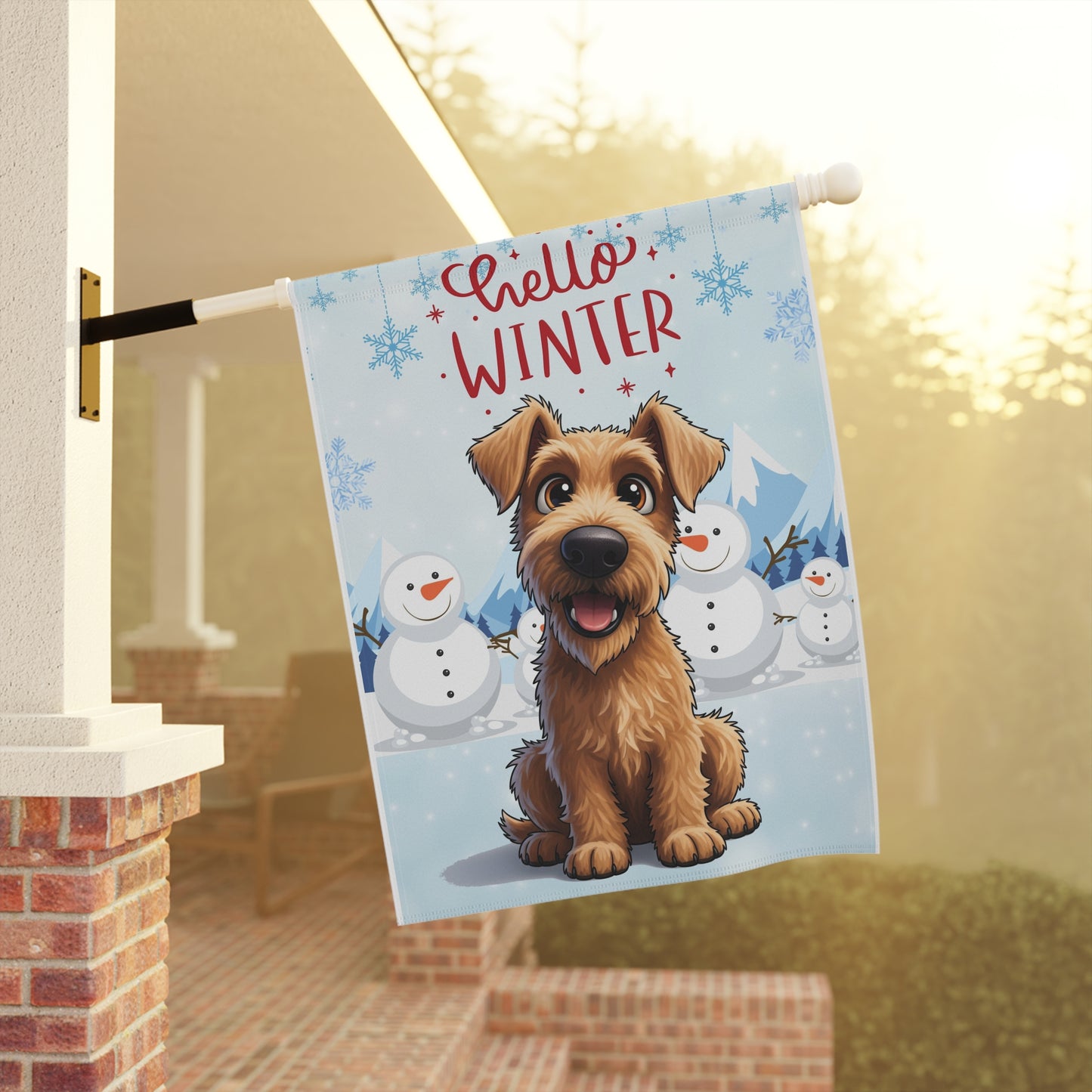 Irish Terrier Hello Winter Garden Banner
