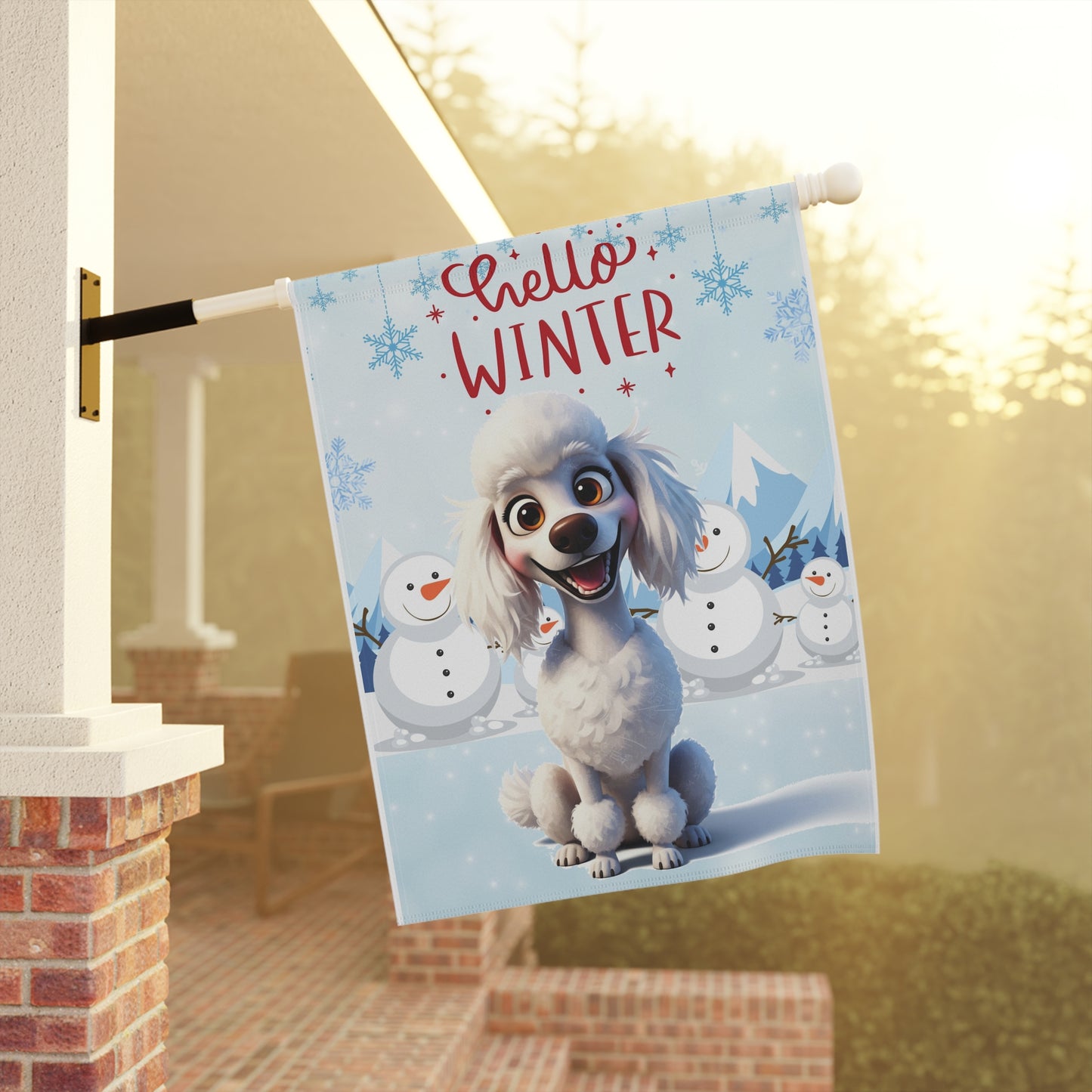 Poodle Hello Winter Garden Banner