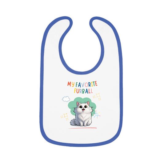 Long hair White Cat Favorite Furball Baby Bib