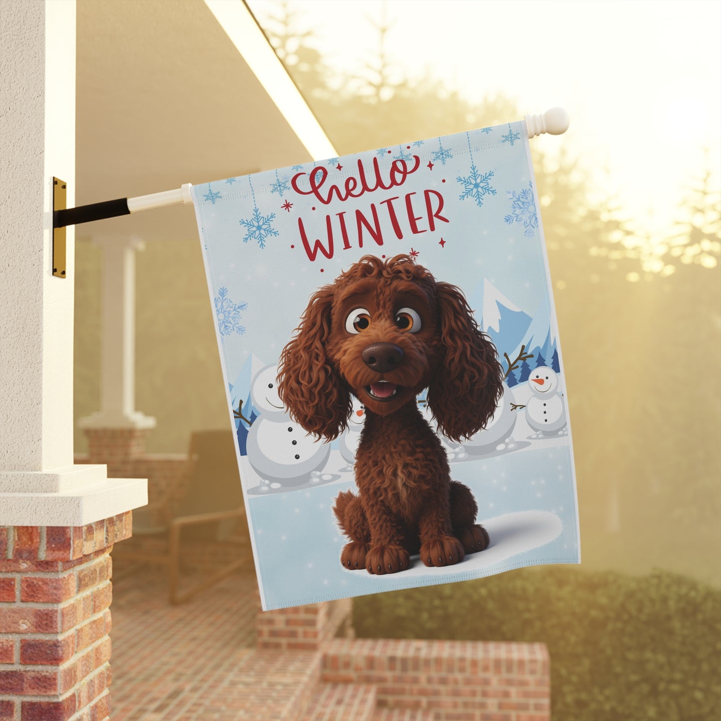 Spaniel Hello Winter Garden Banner