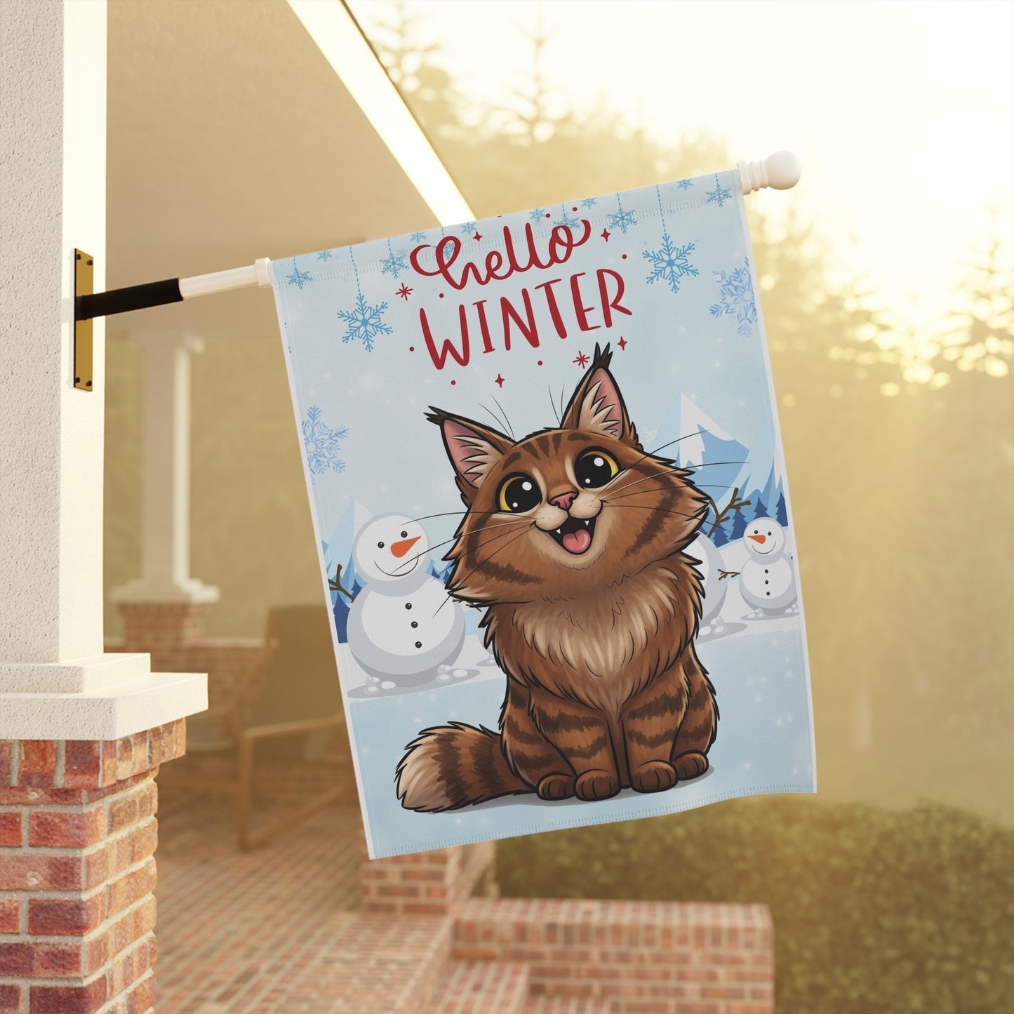 Norwegian Forest Hello Winter Garden Banner