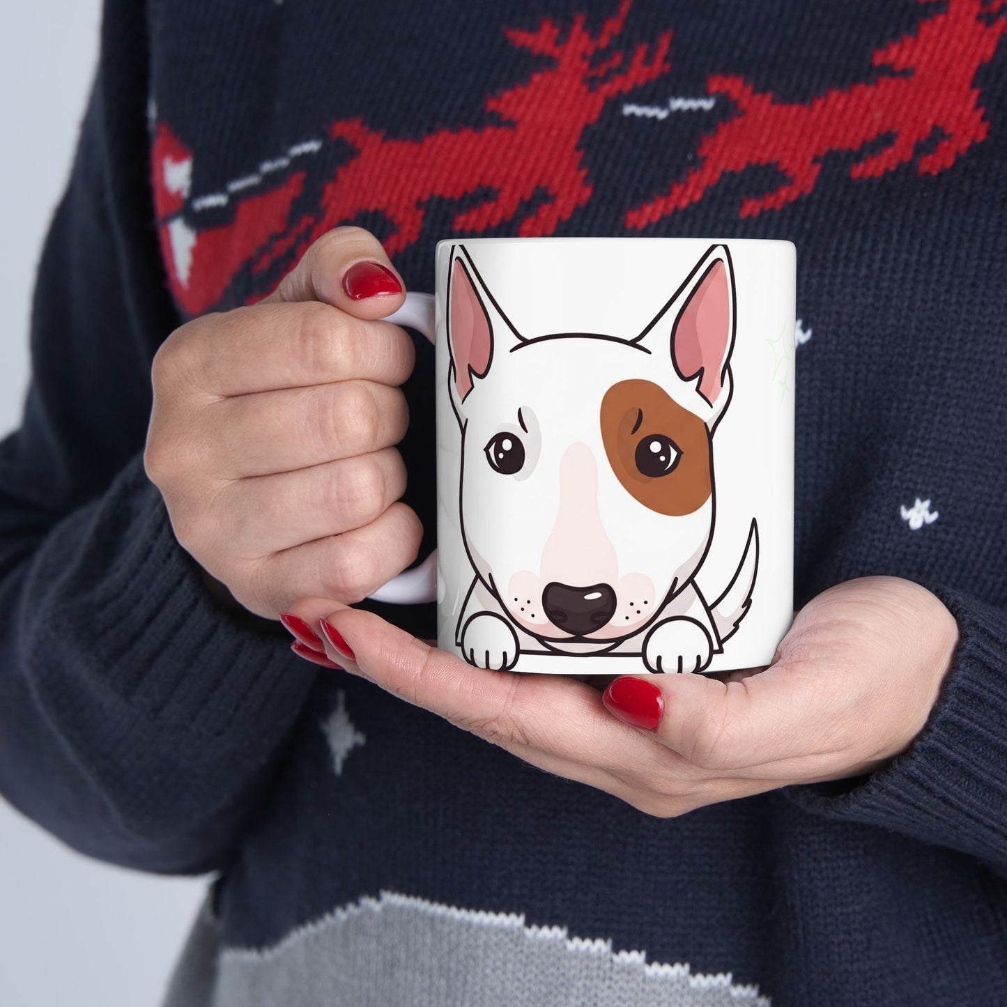 Bull Terrier Peek-a-Boo Mug | Best Bull Terrier Daddy Gift