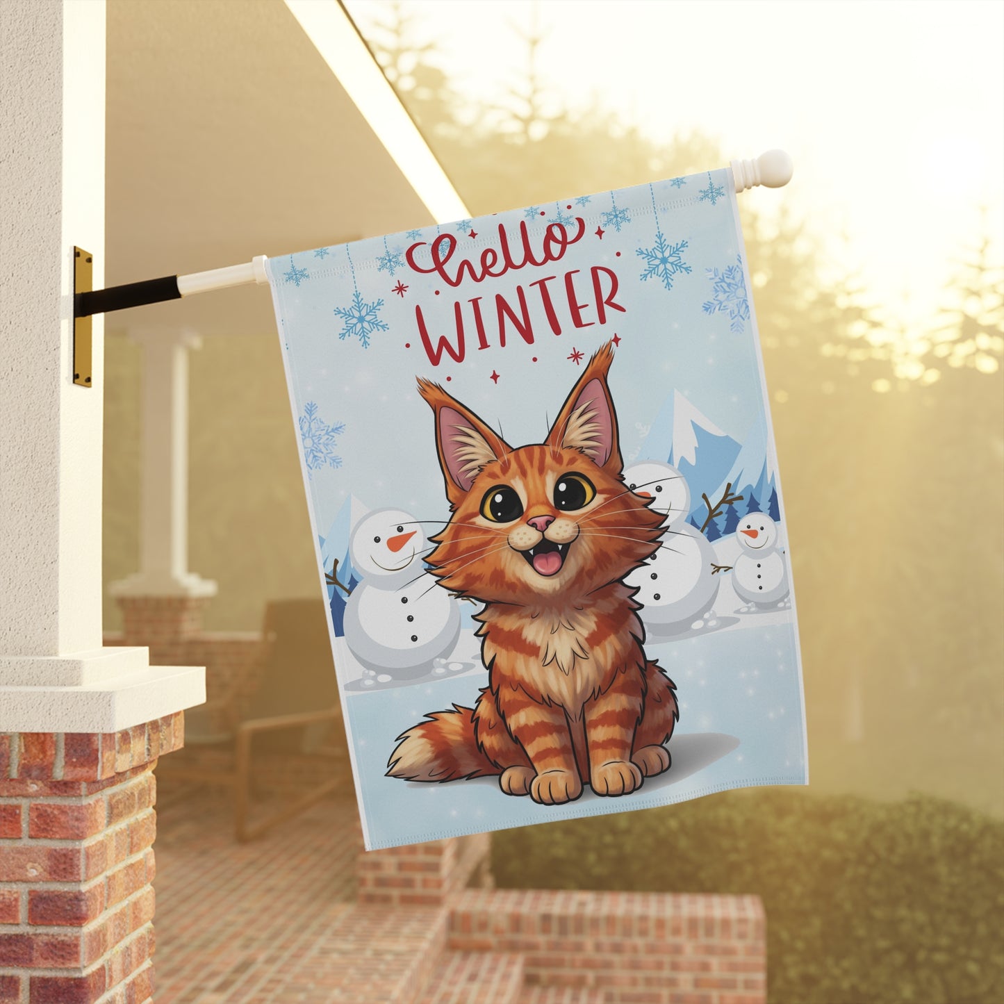 Maine Coon Hello Winter Garden Banner