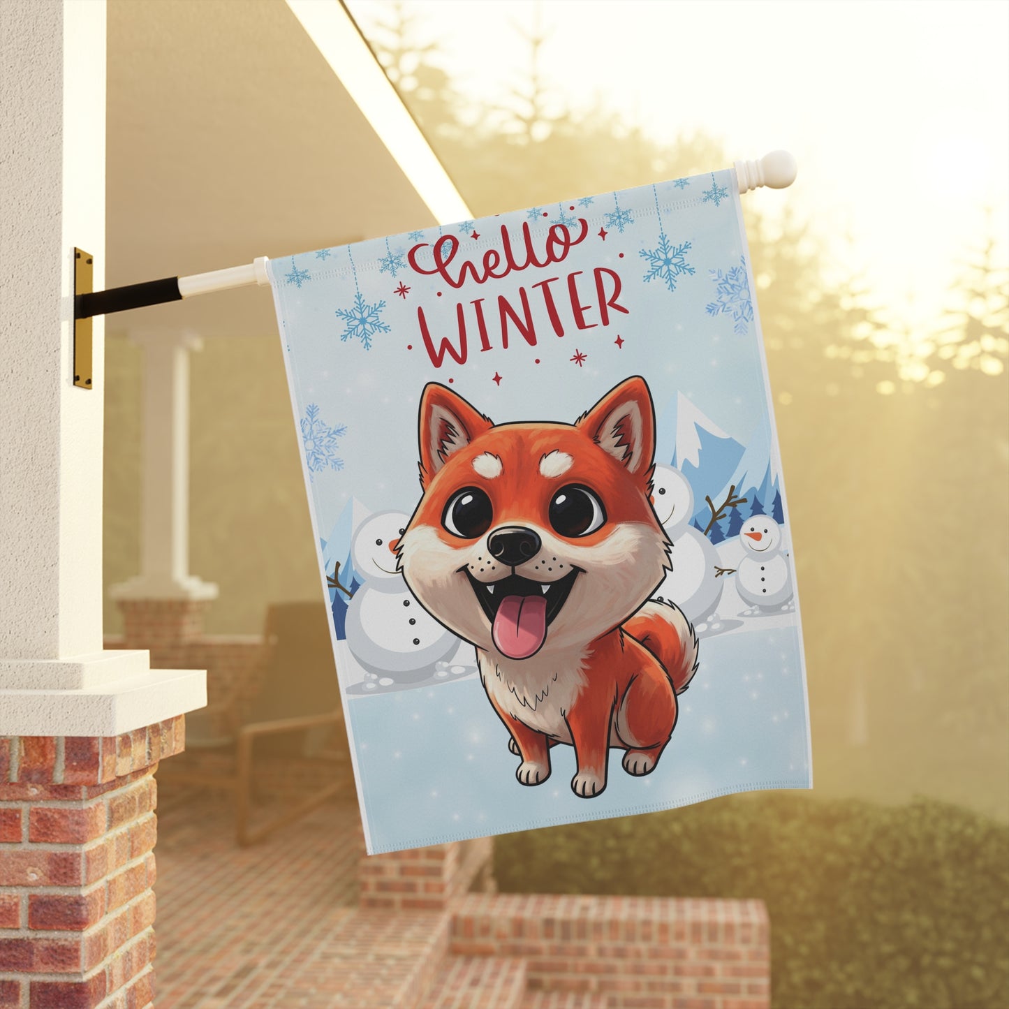 Shiba Hello Winter Garden Banner