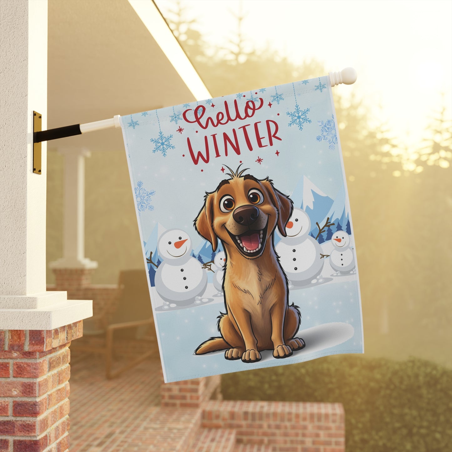 Labrador Hello Winter Garden Banner