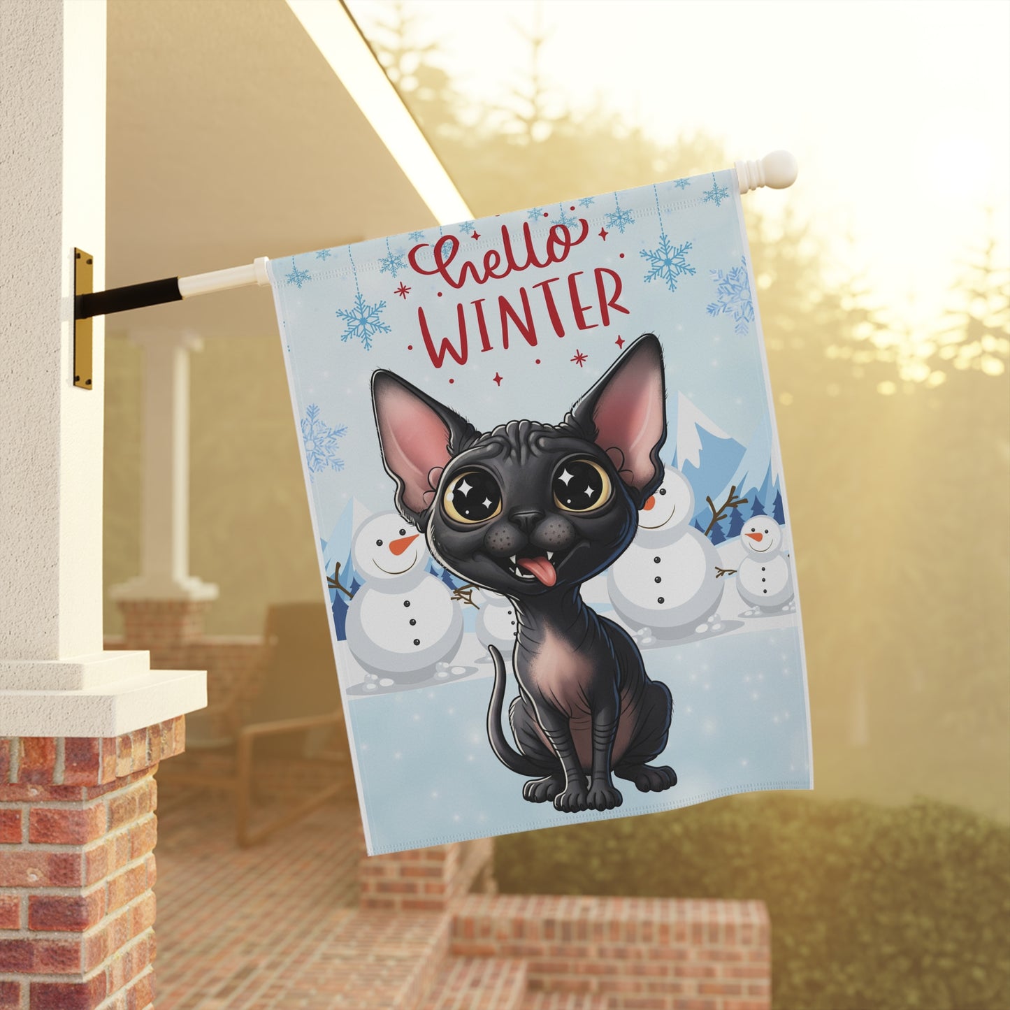 Sphynx Cat Hello Winter Garden Banner