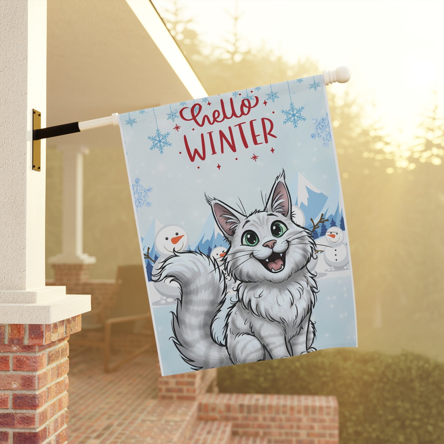 Maine Coon Hello Winter Garden Banner