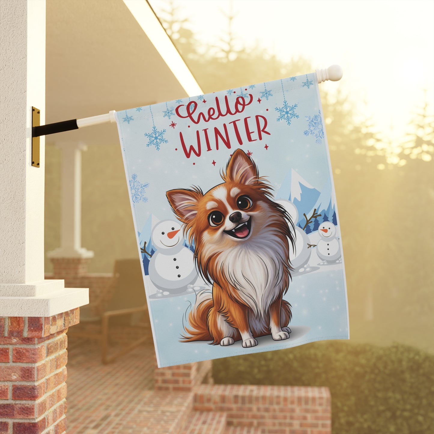 Chihuahua Hello Winter Garden Banner