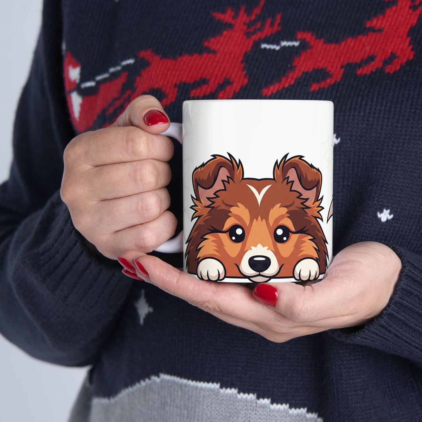 Sheltie Peek-a-Boo Mug | Best Sheltie Daddy Gift