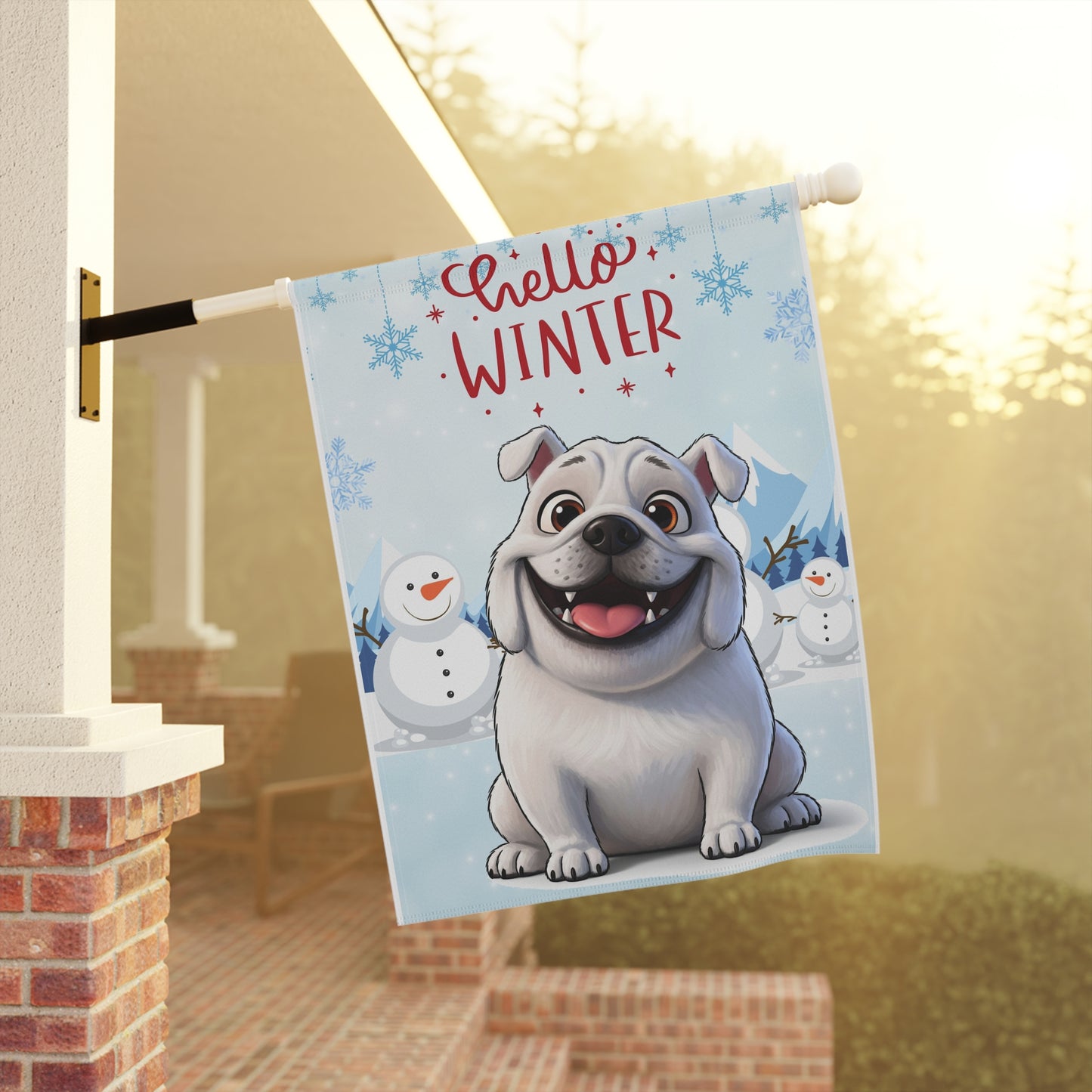 Bulldog Hello Winter Garden Banner