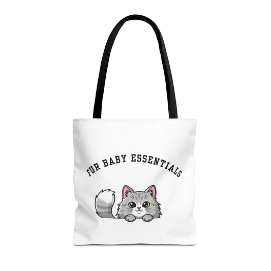 Long hair gray cat FurBaby Tote Bag