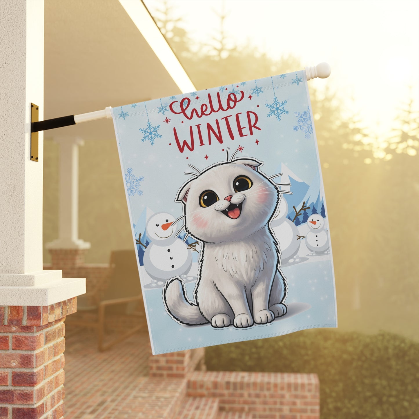 Scottish Fold Hello Winter Garden Banner