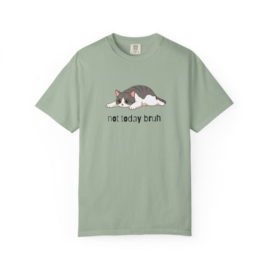 Short hair bi-color gray cat Not Today Bruh T-Shirt