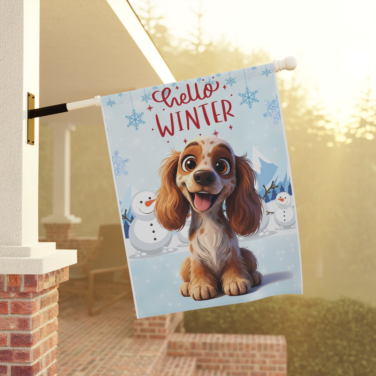 Spaniel Hello Winter Garden Banner