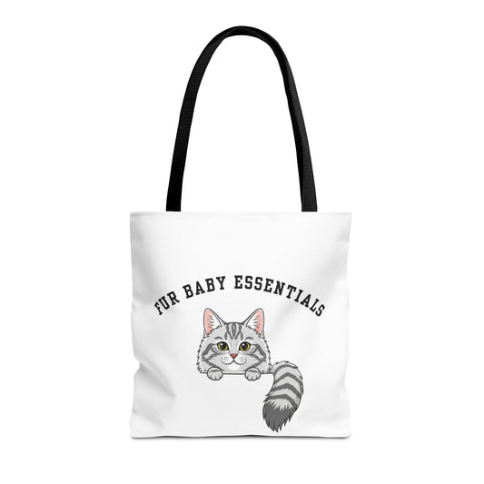 Long hair silver tabby cat FurBaby Tote Bag