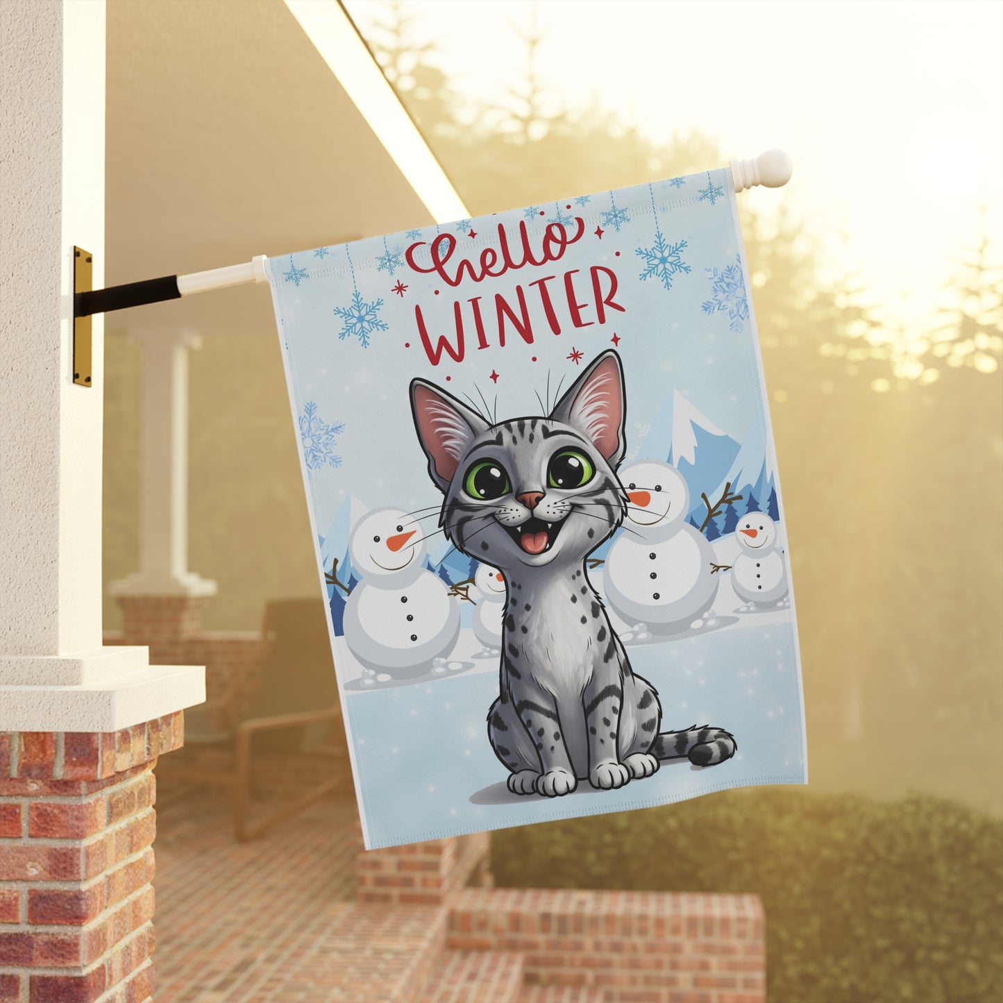 Egyptian Mau Hello Winter Garden Banner