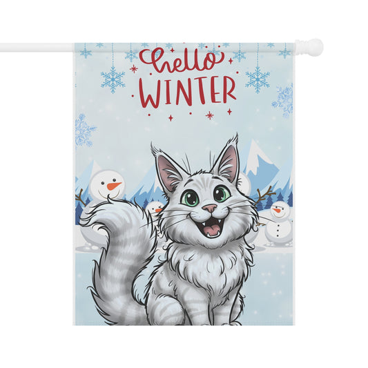 Maine Coon Hello Winter Garden Banner